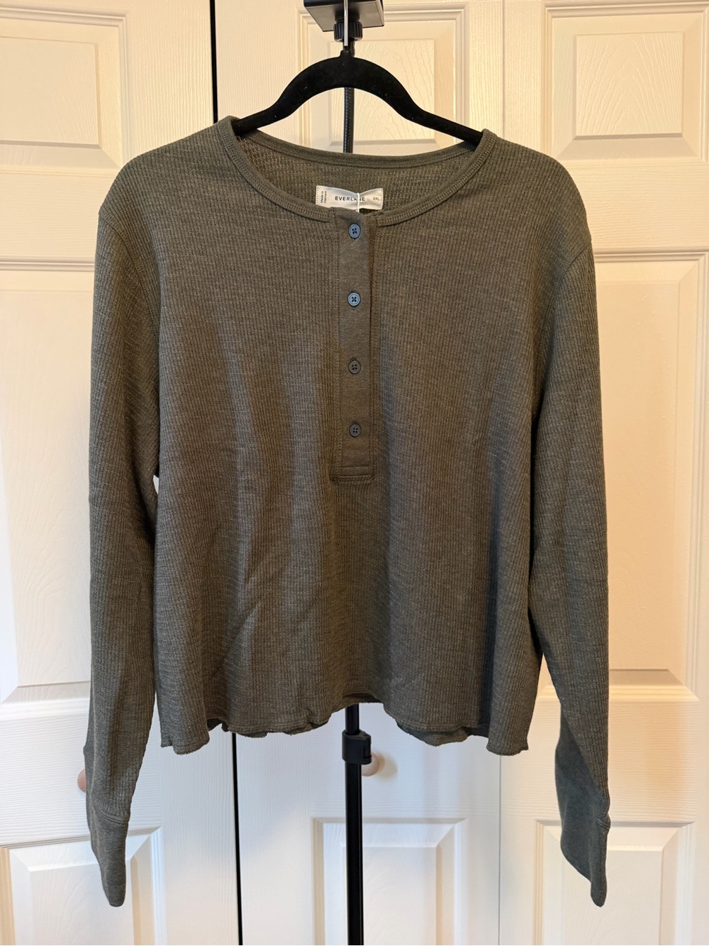 Everlane Olive Green Waffle Henley
